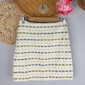 Loft Size 0 Bouncle Shift Skirt High Rise Tweed Mini A-Line Multicolor Cream